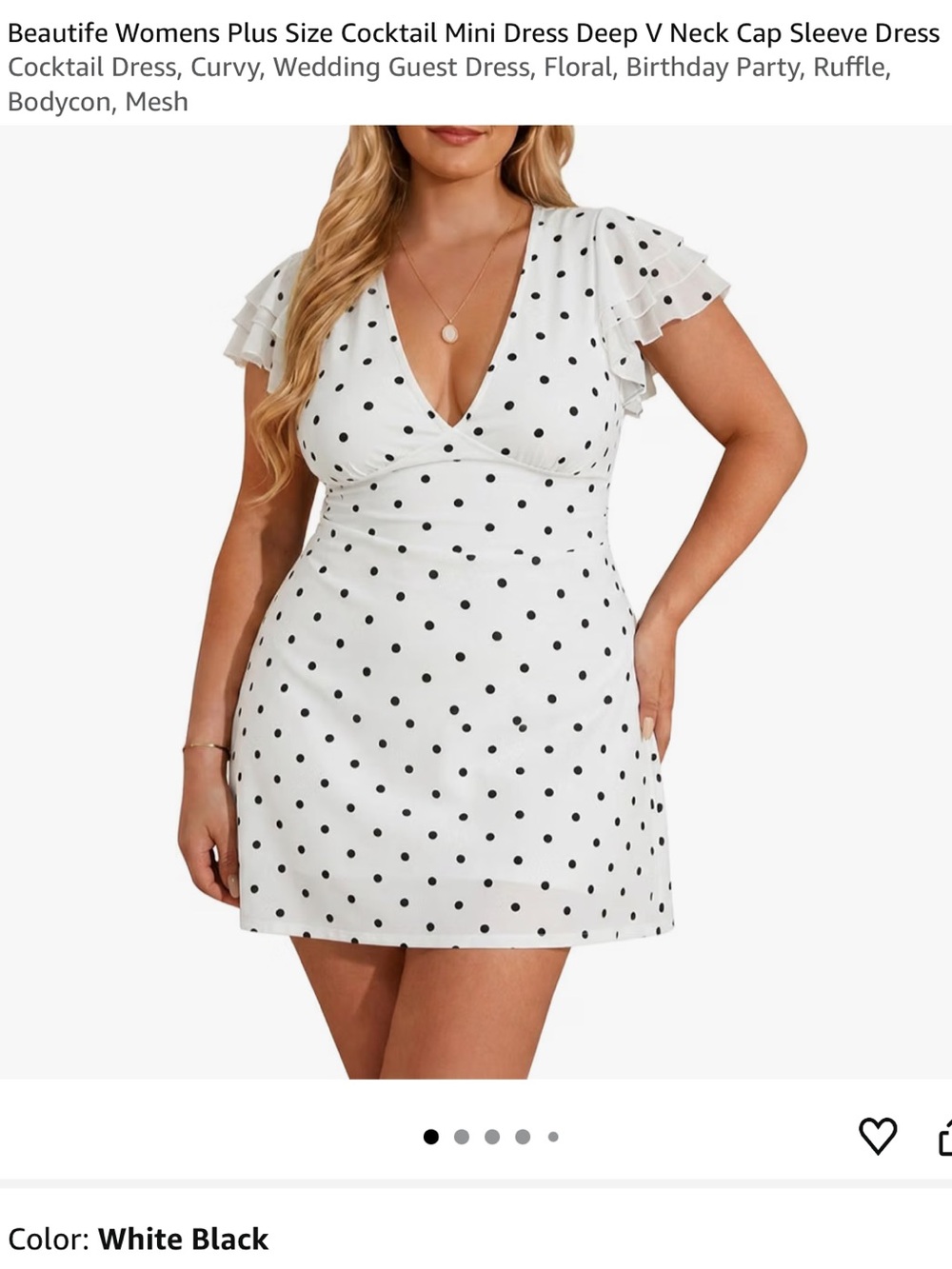 White with Black Polka Dots Plus-Size Mini Dress